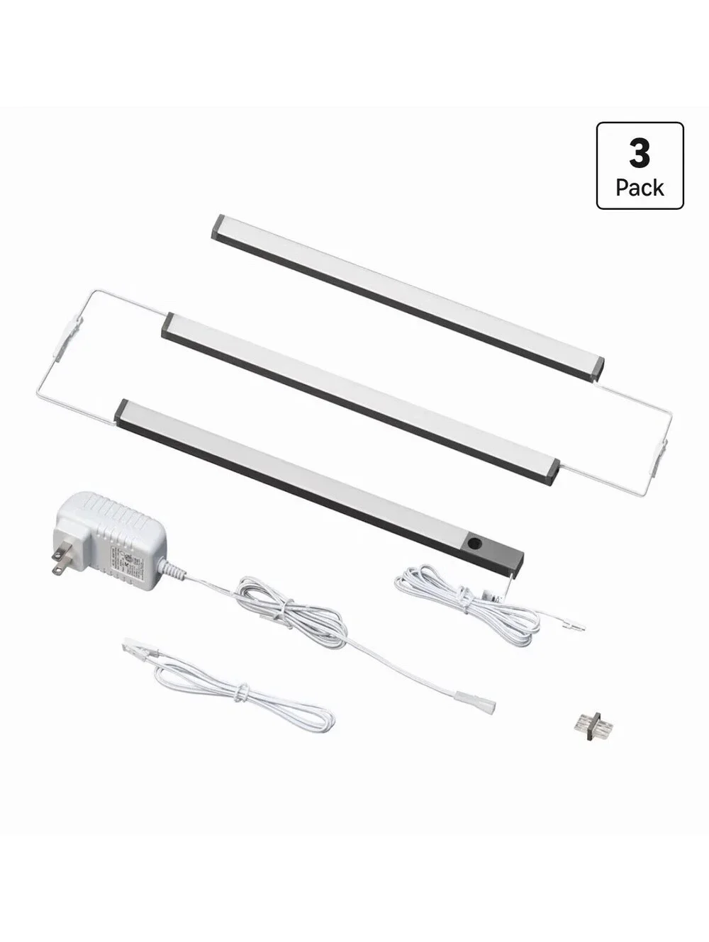 LUMILAND 3-Pack 12” LED Under Cabinet Lights Hand Wave Dimmable 6000K Plug-In